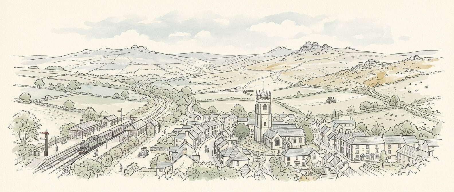 Guildhall and Fore Street in Bodmin town centre