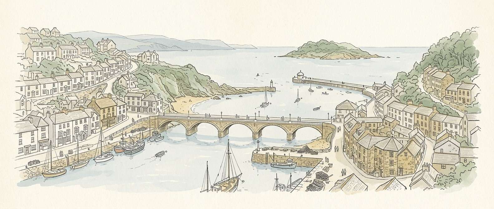 Looe fishing village and coastal town