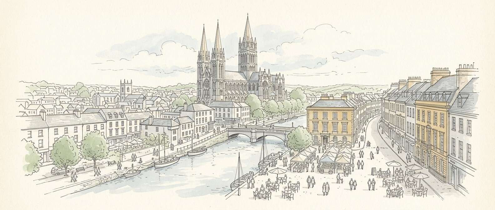 Truro Cathedral and cityscape