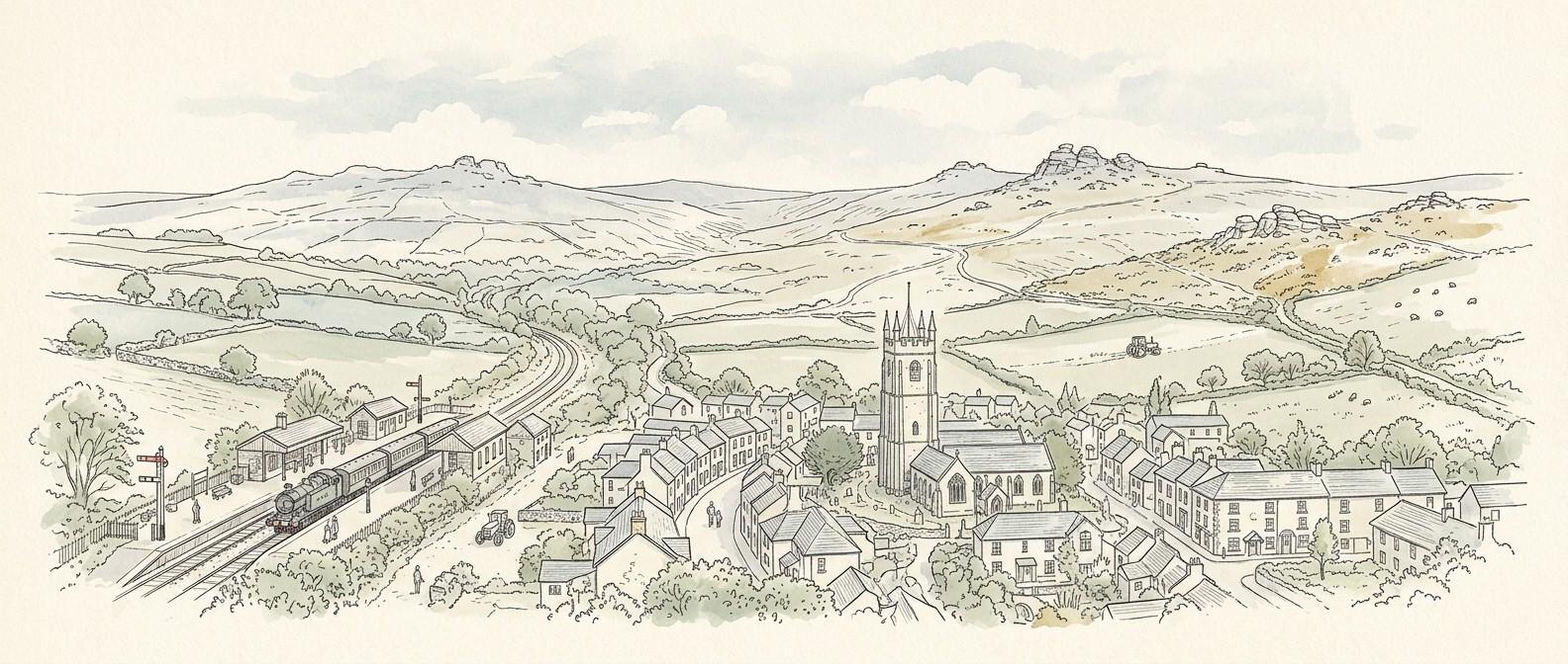Guildhall and Fore Street in Bodmin town centre