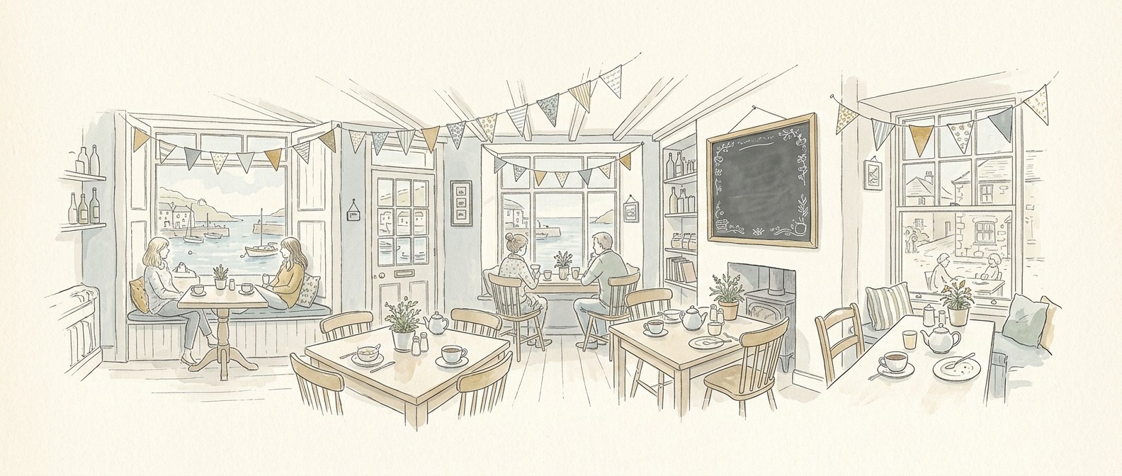 Independent cafe interior with barista preparing coffee