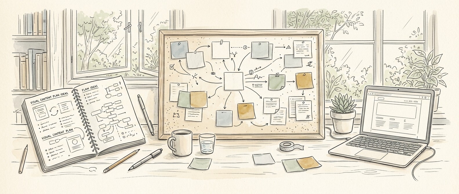 Small business team planning content marketing strategy