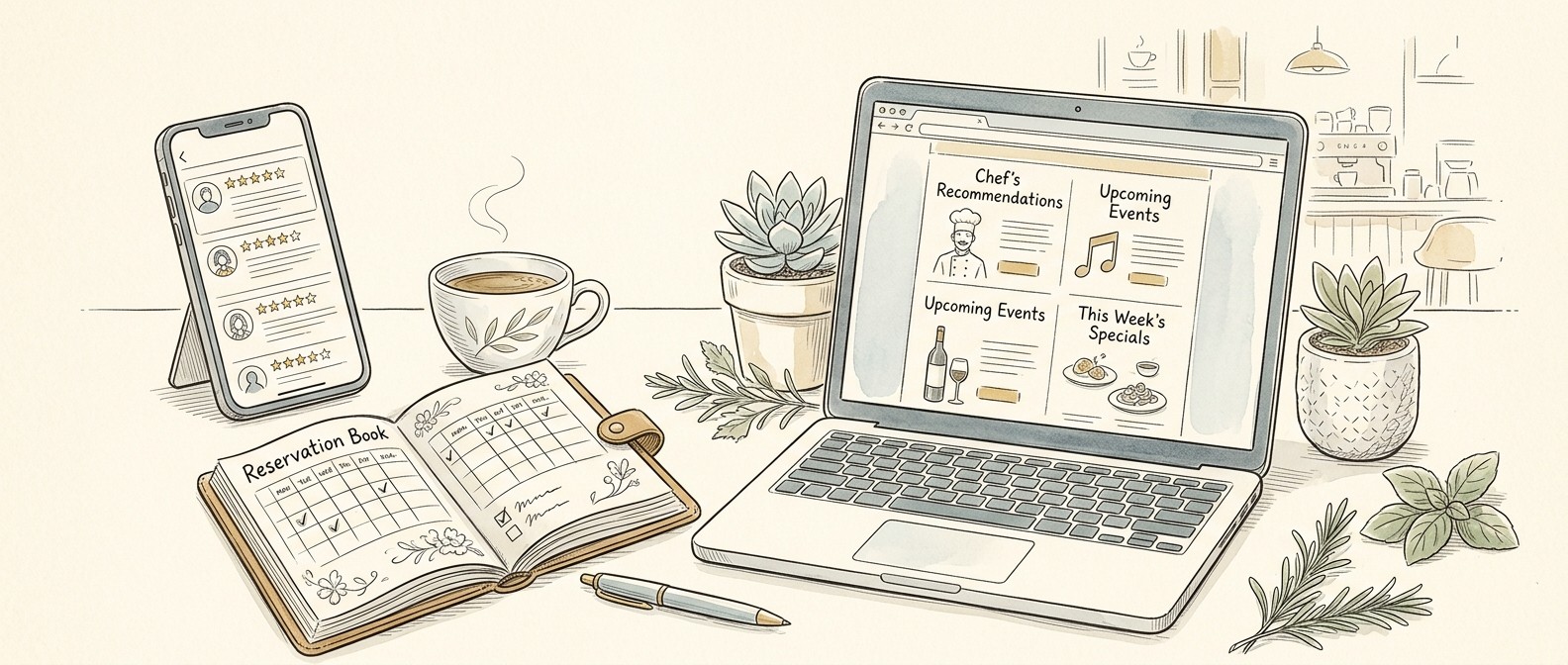 Restaurant email marketing campaign on laptop screen