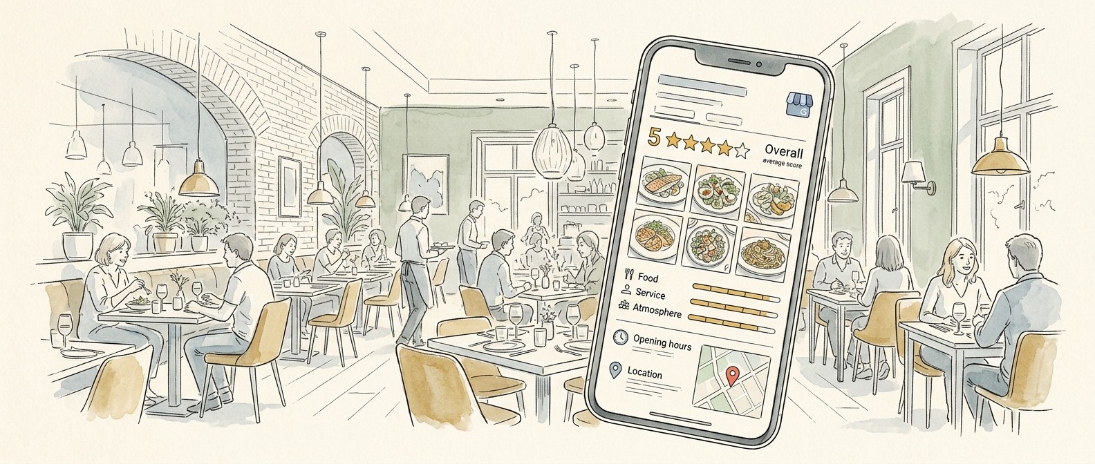 Restaurant Google Business Profile listing on mobile