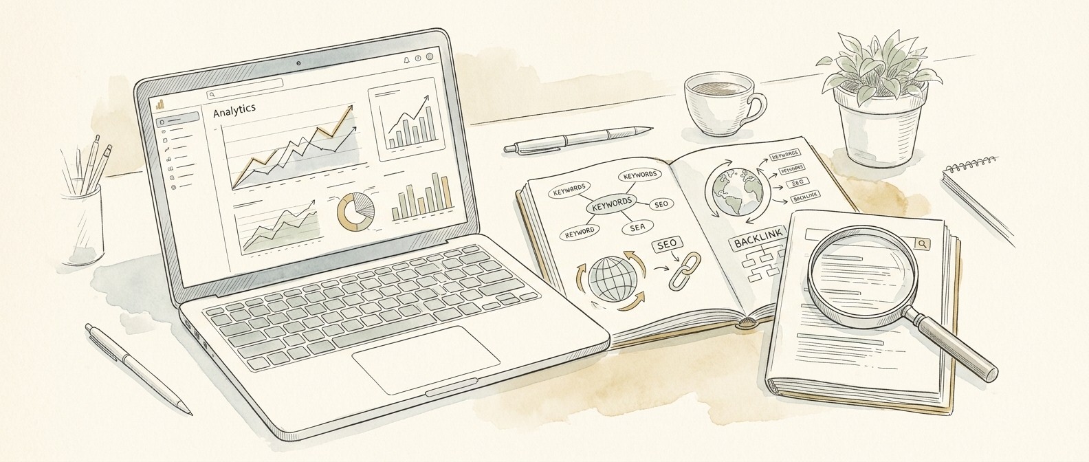 SEO analytics dashboard showing website metrics
